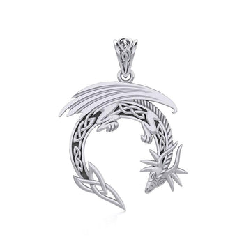 Dragon with Celtic Silver Pendant TPD5849 - Jewelry